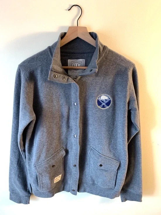 Buffalo Sabres Old Time Hockey Newburyport Jacket Gray NHL Women’s Large - Picture 9 of 9